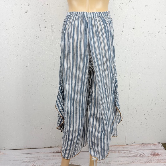 Blu Nomad size 1 XS Geo Blue Striped Wide Leg Bohemian Palazzo Pants Blunomad - Picture 4 of 15